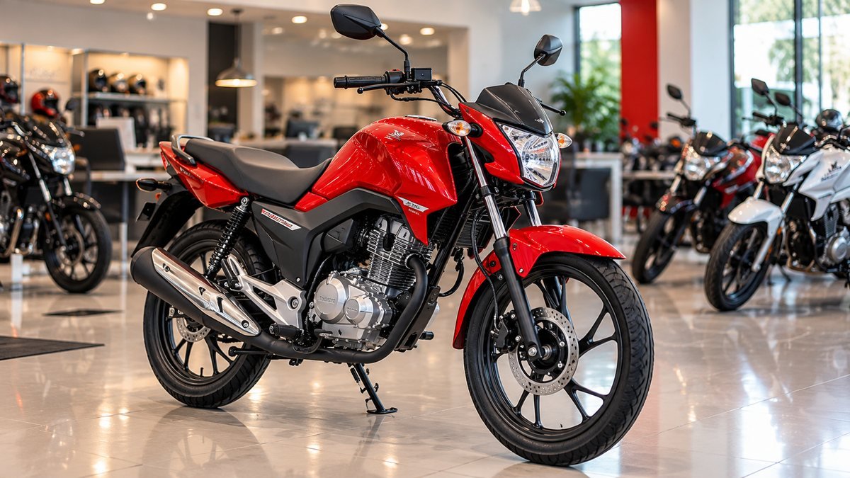 Moto urbana 160cc vermelha 0km em showroom